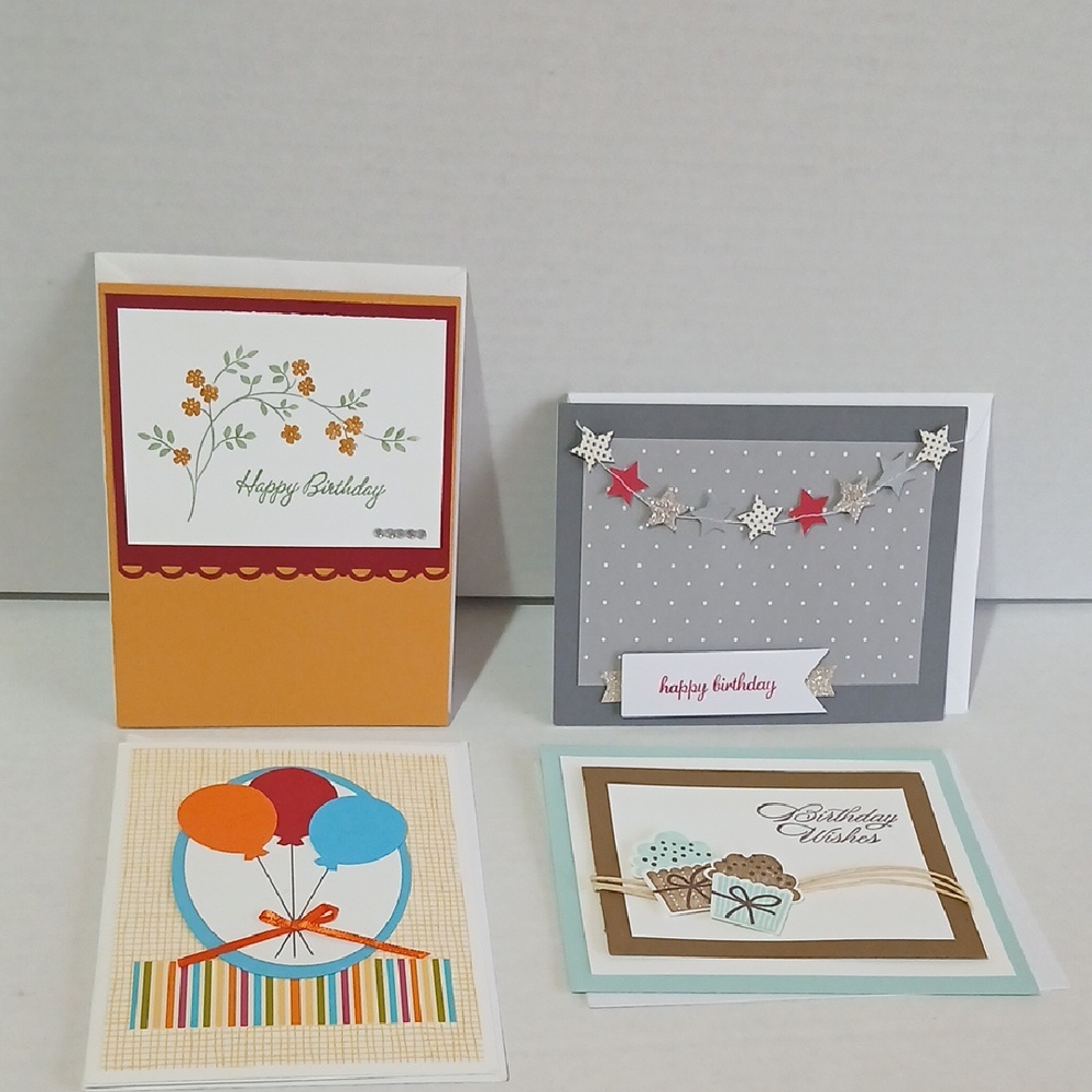 Handcrafted Assorted qty 4 Birthday Blank Greeting Cards Set NWT NIP